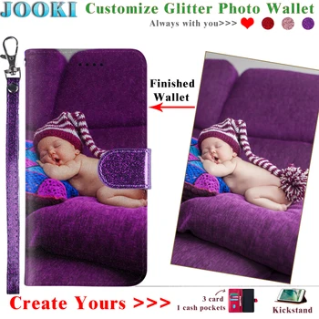 

Glitter Case Oukitel C11 Pro Bling Personalized Image Leather Wallet Oukitel C11Pro Golden soft leather Photo Women's Wallet