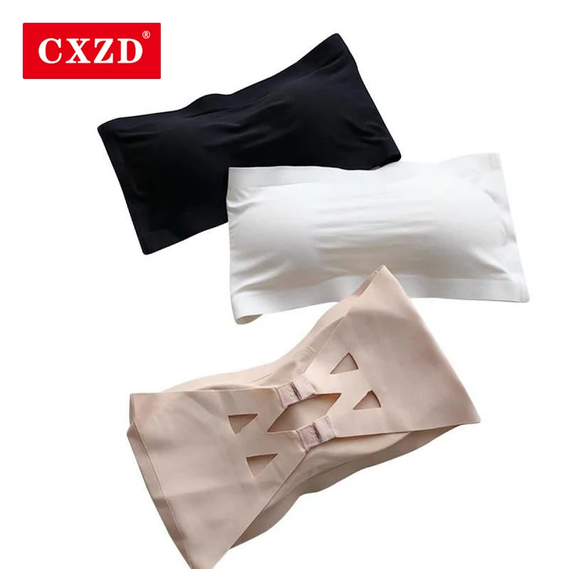 

CXZD Seamless One-piece Tube Tops Women Removable Pads Intimates Basic Women Strapless Bra Bandeau Tube Top