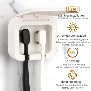 

Toothbrush UV Light Sterilizer Punch-free Toothbrush Holder USB Charging Antibacteria Ultraviolet Tooth brush Sterilizer Box