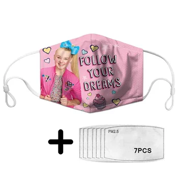 

Jojo Siwa Kawaii Girls Mask Mascara Print Anti-dust Face Mouth Masks and 7pcs PM2.5 Activated Carbon Reusable De Boca Fashion KY