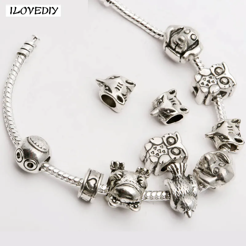 

20Pcs Silver Color Mixed Animal Shape Loose Spacer Metal Bead For Jewelry Making Diy Needlework Bracelet Charm Accessories