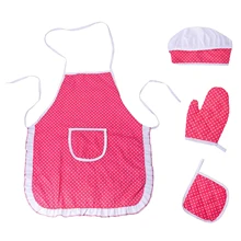 

4pcs Kids Cooking And Baking Set Apron Gloves Hat Chef Kitchen Play House Toy