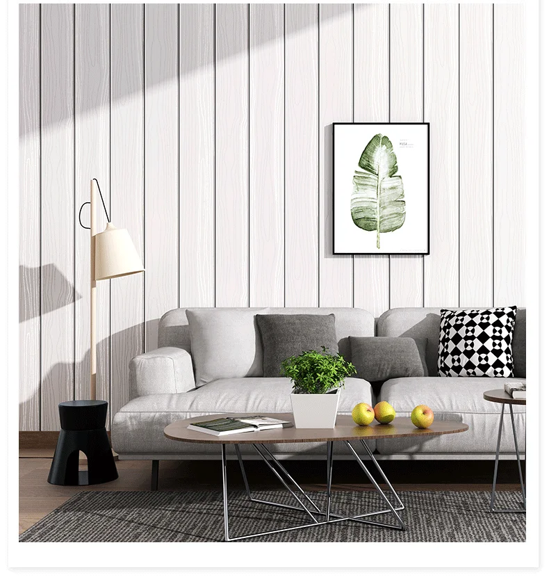 Good quality Mediterranean Nordic style wallpaper living room bedroom non-woven clothing store blue striped wood grain wallpaper