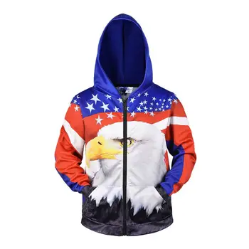 

Eagle 3D Mens Long Sleeve Sweatshirt 2019 New Fall Zipper Up US Hoodie Jacket Casual Gym Hooded Coats Top Fitness Sports Outwear