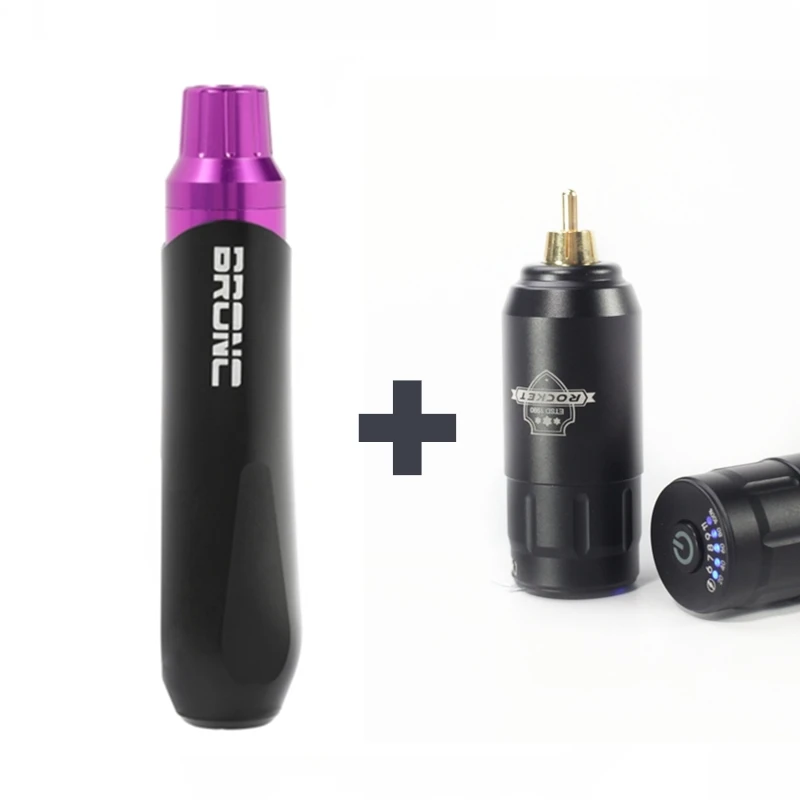 Purple Kit OriginalHummingbird, Bronc-V6, ротационная машинка для татуировки, ручка, швейцарский мотор, с мини-ракетой, тату, Беспроводная мощность, 2000ма/ч, комплект для татуировки - Цвет: Purple Kit