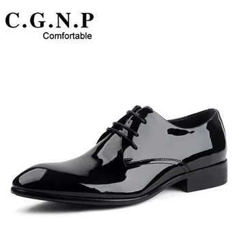 

Men Leather Shoes Men's Business Formal Wear Leather Shoes Men's Pointed Toe Patent Cowhide Wedding Shoes Zapatos De Hombre