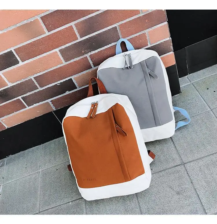 

2019 College Style Block Backpack Canvas Capacity Schoolbag Multi Purpose Pattern New Style Elegant Ladies' Bag