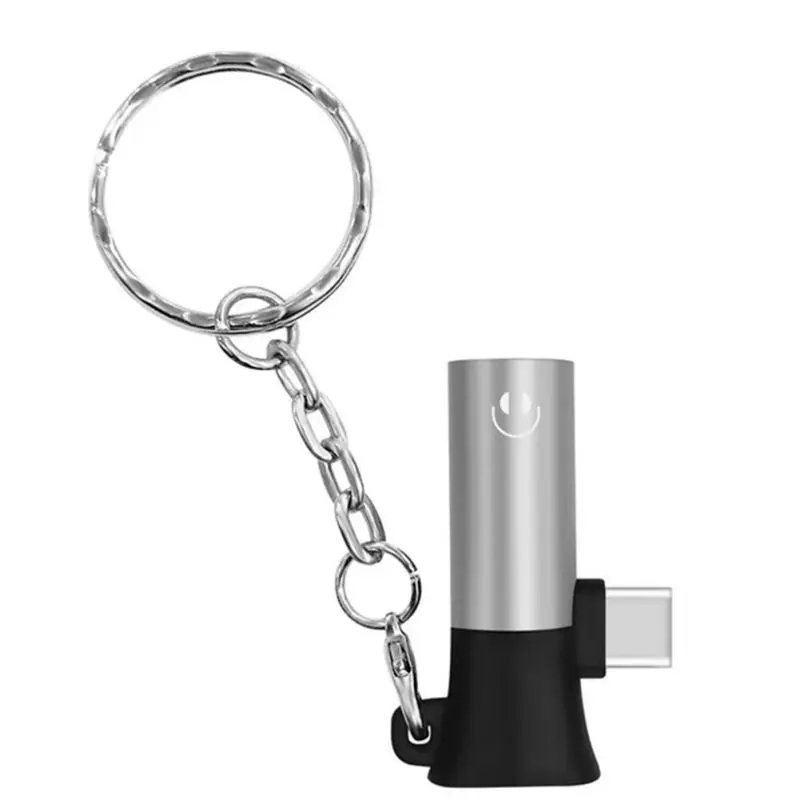 Подключи и играй USB C до 3,5 мм Aux адаптер 2 в 1 Тип C наушники аудио ключ доступа конвертер быстрой зарядки с кольцом для ключей