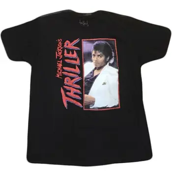 

MICHAEL JACKSON THRILLER T-SHIRT BLACK MENS 80S POP MUSIC ALBUM MJ TEE