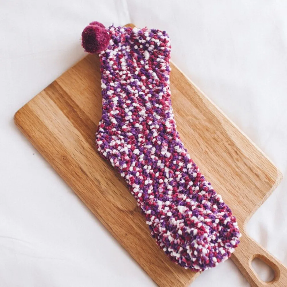 Модные женские хлопковые носки; креативные зимние мягкие теплые носки; удобные разноцветные мягкие плюшевые носки с помпонами; милые эластичные носки; meias