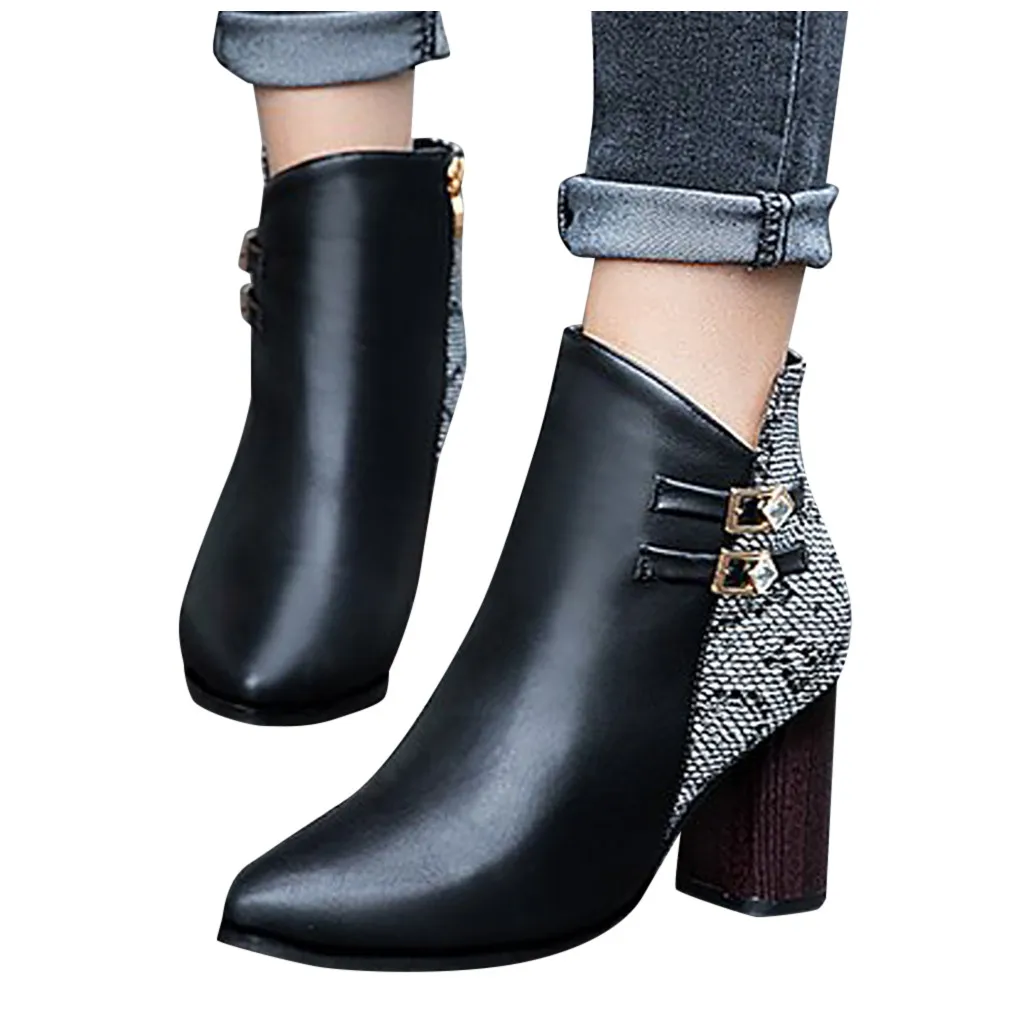 Женские пикантные ботинки женские модные повседневные туфли с острым носком и пряжкой на ремешке из