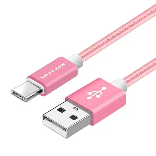 pink VOXLINK USB кабель с нейлоновой оплеткой type-C кабель для быстрой зарядки для samsung Galaxy Usb кабель для Macbook Xiaomi Mi 8 A1 шнур для зарядки - Цвет: pink