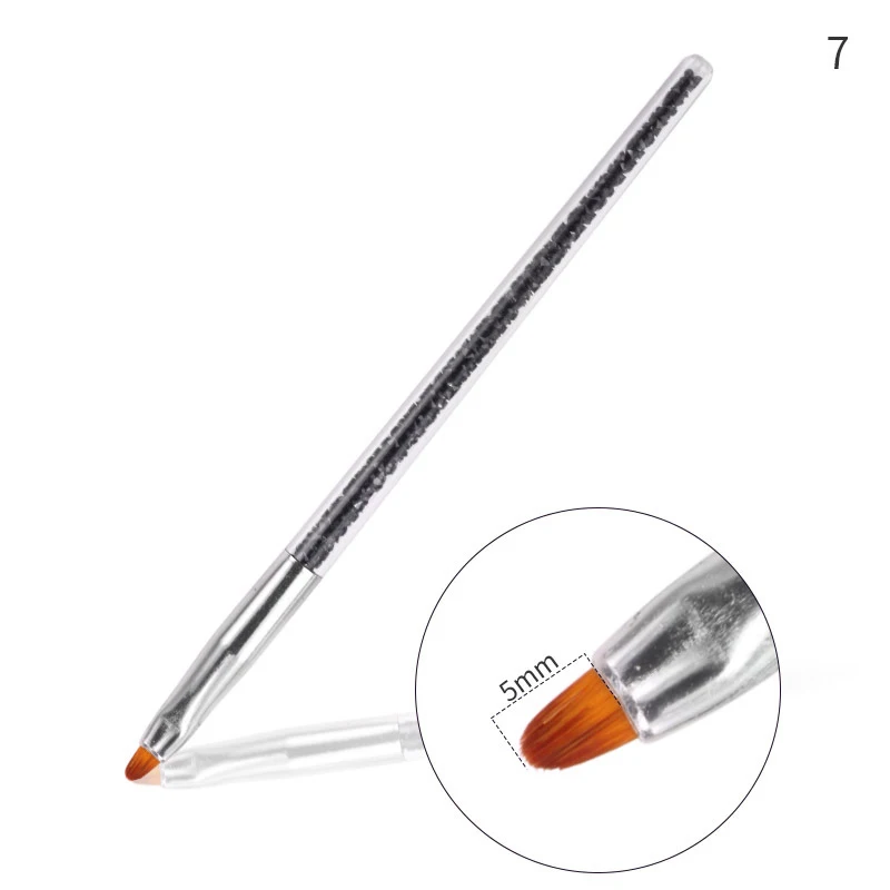 7 pieces / set of professional nail brush acrylic nail tool set painting pen art tips UV gel nail accessories - Цвет: 7
