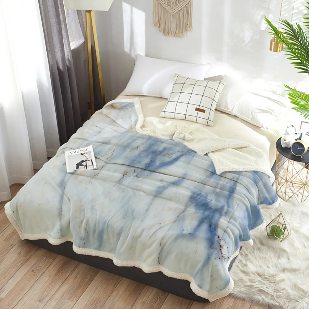 Marble Blue White Crack Blanket Floral Fleece Blanket for Kids Girl Couch Soft Plush Bedspreads Quilt Drop Ship Blankets