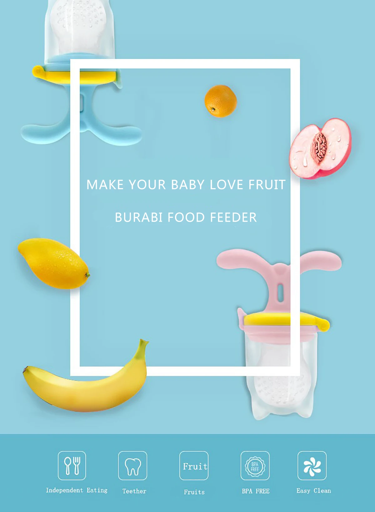 Burabi Tetine Pour Bebe Distributeur De Nourriture Anneau De Dentition Sucette Avec Aliments Puree Yaourt Cereales Aliexpress