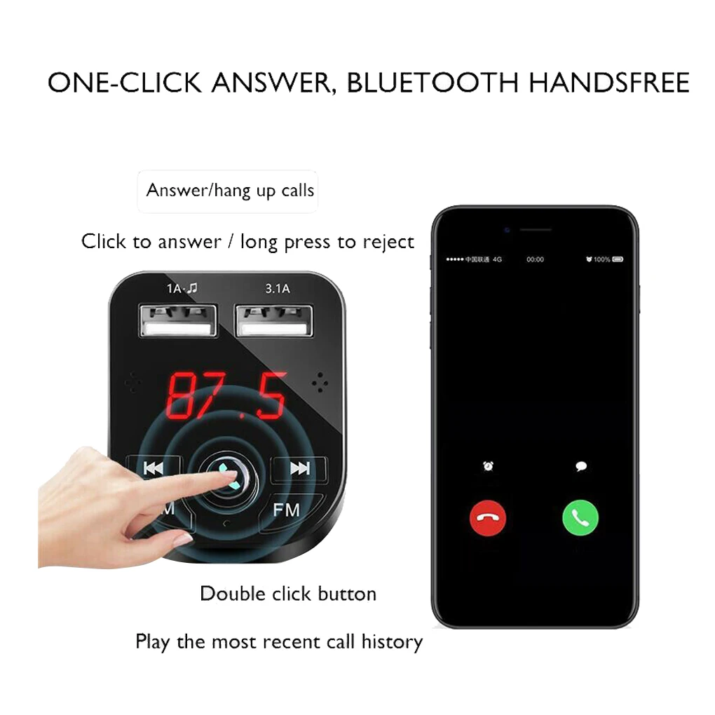 Bluetooth 5,0 FM передатчик автомобильный MP3-плеер ЖК-дисплей двойной USB телефон зарядное устройство TF карта/u-диск воспроизведения музыки