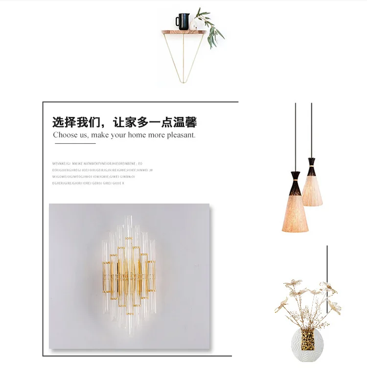 Postmodern crystal wall lamp gold wall sconce lights AC110V 220V fashion luxury lustre living room bedroom light fixtures