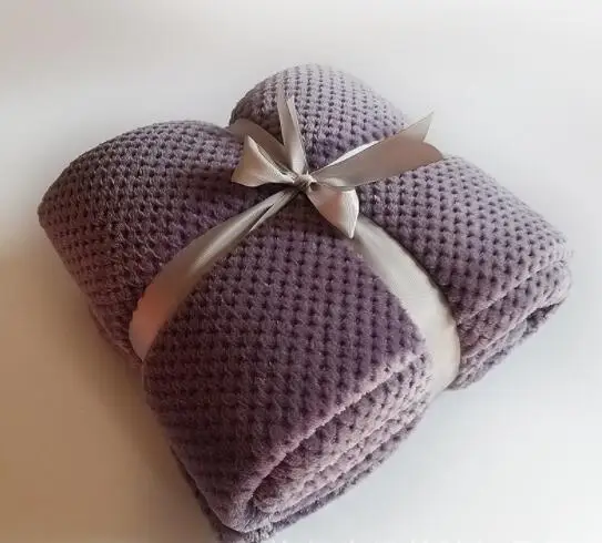 purple Ультрамягкое одеяло, фланелевое одеяло для дивана, для использования в офисе, детское одеяло, полотенце для путешествий, флисовая сетка, переносное одеяло для путешествий в автомобиле - Цвет: purple