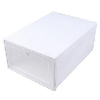 

10pcs Plastic Drawer Type Storage Box Portable Storage Case Organizer with Round Hole Shoes Holder(White)