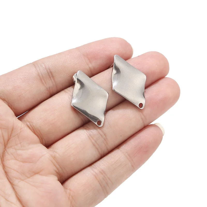 Steel Rhombus 10 шт. серьга геометрической формы из нержавеющей стали, аксессуары, золотые ромбовидные овальные серьги, серьги-гвоздики с отверстием для рукоделия - Цвет: Steel Rhombus