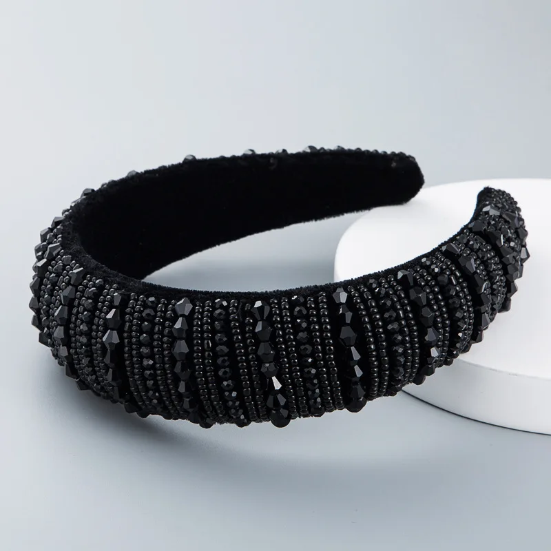 Za новые головные уборы зимние черные кристаллы мягкие губчатые повязки для женщин модные аксессуары для волос