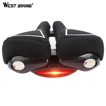 

WEST BIKING Comfortable Bicycle Saddle with Taillight Cycling Saddle Cushion Shockproof Hollow Half Design Road MTB Bike Saddle