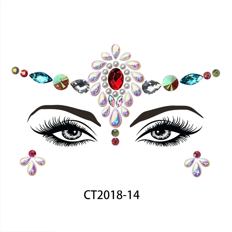 CT2018-14 1 шт. Рождество DIY бровей Лицо Тело искусство Клей Кристалл Блеск Драгоценности фестиваль вечерние Татуировка "глаз" наклейки макияж Рождественский Декор - Цвет: CT2018-14