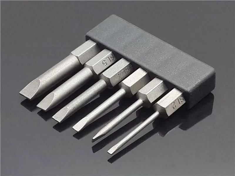 Комплект из 6 штук, 50/100 мм 2,0-6,0 мм магнитный плоской головкой наконечник с прорезью отвертки 1/" насадки для отвертки Ручной инструмент Отвертка сверла по металлу
