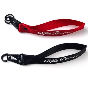 

1Pcs Nylon Metal Ribbon Keychain Key Chain Rings Fashion Badge For Alfa Romeo 159 147 156 Giulietta 147 159 Mito Car-Styling