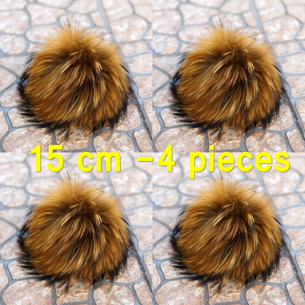 15CM Большой размер 15 см DIY настоящие помпоны из лисьего меха енота шарики-Помпоны натуральный мех помпон для шляпа и Сумка Обувь шарфы аксессуары - Цвет: 15CM