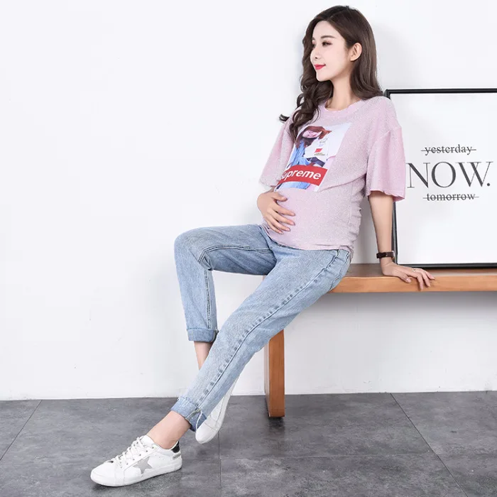 

Pregnant WOMEN'S Pants Summer Jeans Thin Autumn Pregnant Women Pants Outer Wear Trousers Capri Loose-Fit Shorts Summer Wear Autu