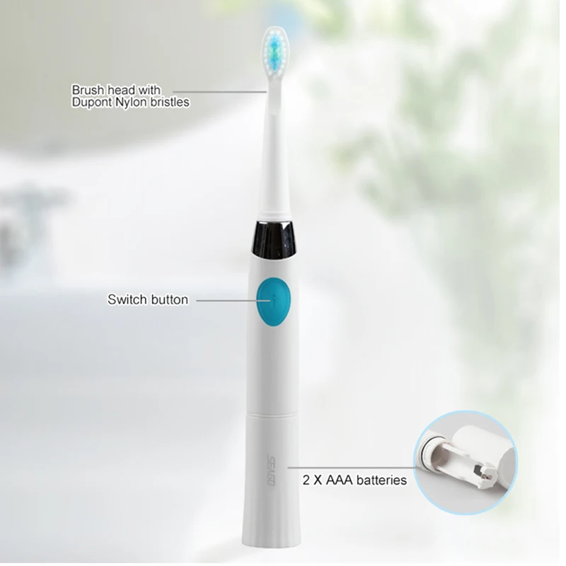 SEAGO Electric Toothbrush Non-Rechargeable Waterproof Adult Tooth brush Massage Gums Teeth White with 2 Brush Heads SG503 SEAGO Electric Toothbrush Non-Rechargeable Waterproof Adult Tooth brush Massage Gums Teeth White with 2 Brush Heads SG503