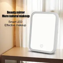 Зеркало со светодиодной подсветкой, лампа, зеркала, красота, косметика, сенсорный экран, настольное зеркало, светящееся квадратное, для ванной комнаты, домашний декор, подарки