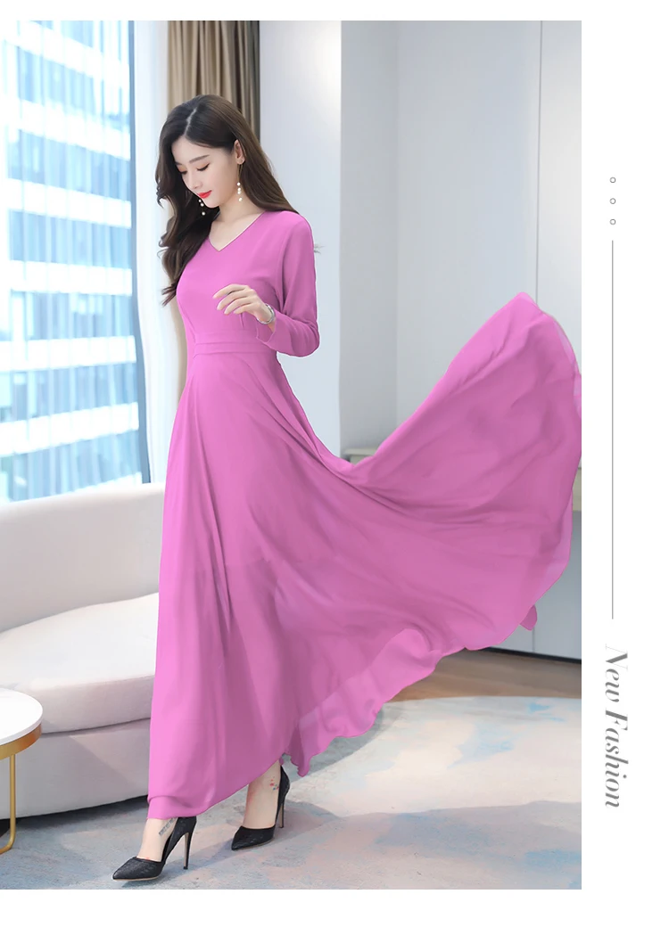 Autumn Winter Vintage Chiffon Boho Midi Dress 2020 4XL Plus Size Sexy Casual Maxi Dresses Women Party Long Sleeve Black Vestidos