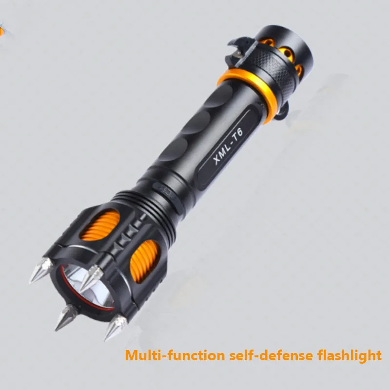 

LED outdoor anti-wolf self-defense multi-function car light flashlight T6 broken window explosion-proof flashlight