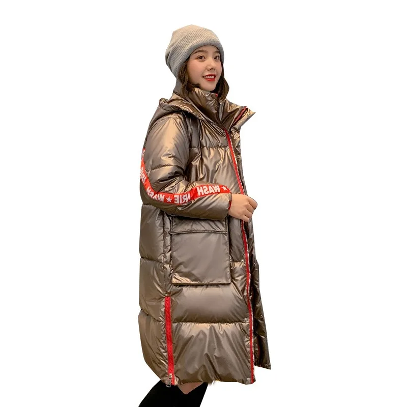 

Thick over-the-Knee Cotton-padded Clothes WOMEN'S Dress 2019 Winter Mid-length Bright Surface Bread Cotton Coat off Season Coat
