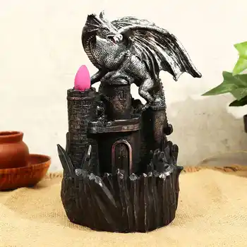 

New Resin Dragon Incense Burner for Smoke Backflow Like Water Streaming Down Art Craft Furnace Home Decor + 10pcs Incense Cones