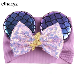 New Arrival Cute Glitter Mermaid Headband Sequins Bow Mouse Ears Hairband Girls Princess Headwear Trendy Party Hair Accessories