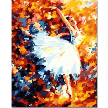 

WONZOM Ballet Girl DIY Painting By Numbers Kit,Canvas Coloring Paint By Numbers, Painting Calligraphy For Home Decor 40x50CM