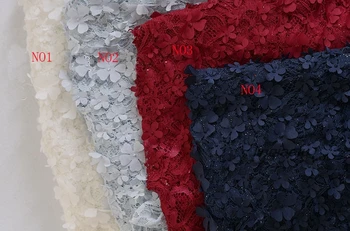 

Micro-elastic embroidery lace three-dimensional flower fabric , wedding dress, decorative lace material Wedding lace fabric