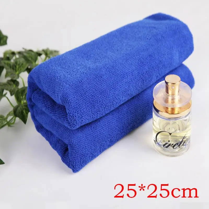10PCS Microfiber Auto Car Detailing Soft Cloths Wash Towel Duster Blue - Color: 25X25