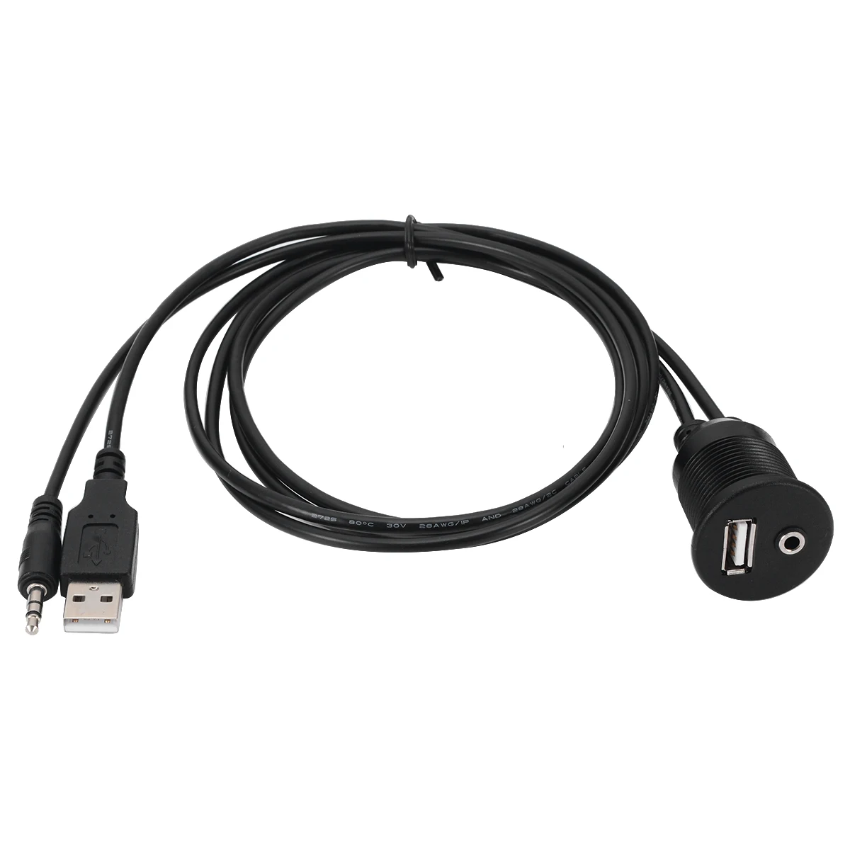 

1M Car Dashboard Flush Mount Panel USB 2.0 3.5mm AUX RCA Extension Cable Flush Mount Male to Female Cable Car Styling Dashboard