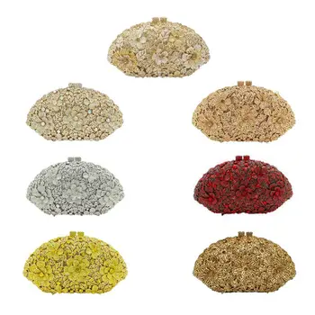 

THINKTHENDO Glitter Flower Clutch Shell Shaped Evening Purse Bag Women Formal Dinner Handbag Wedding Party Prom Bridal Shoulder
