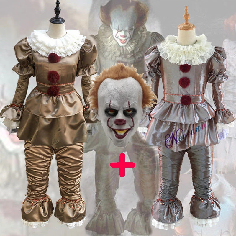 

Pennywise The Clown Costume Scary Horror Movie Stephen King's It Joker Mask Halloween Costume For Women Men Adult