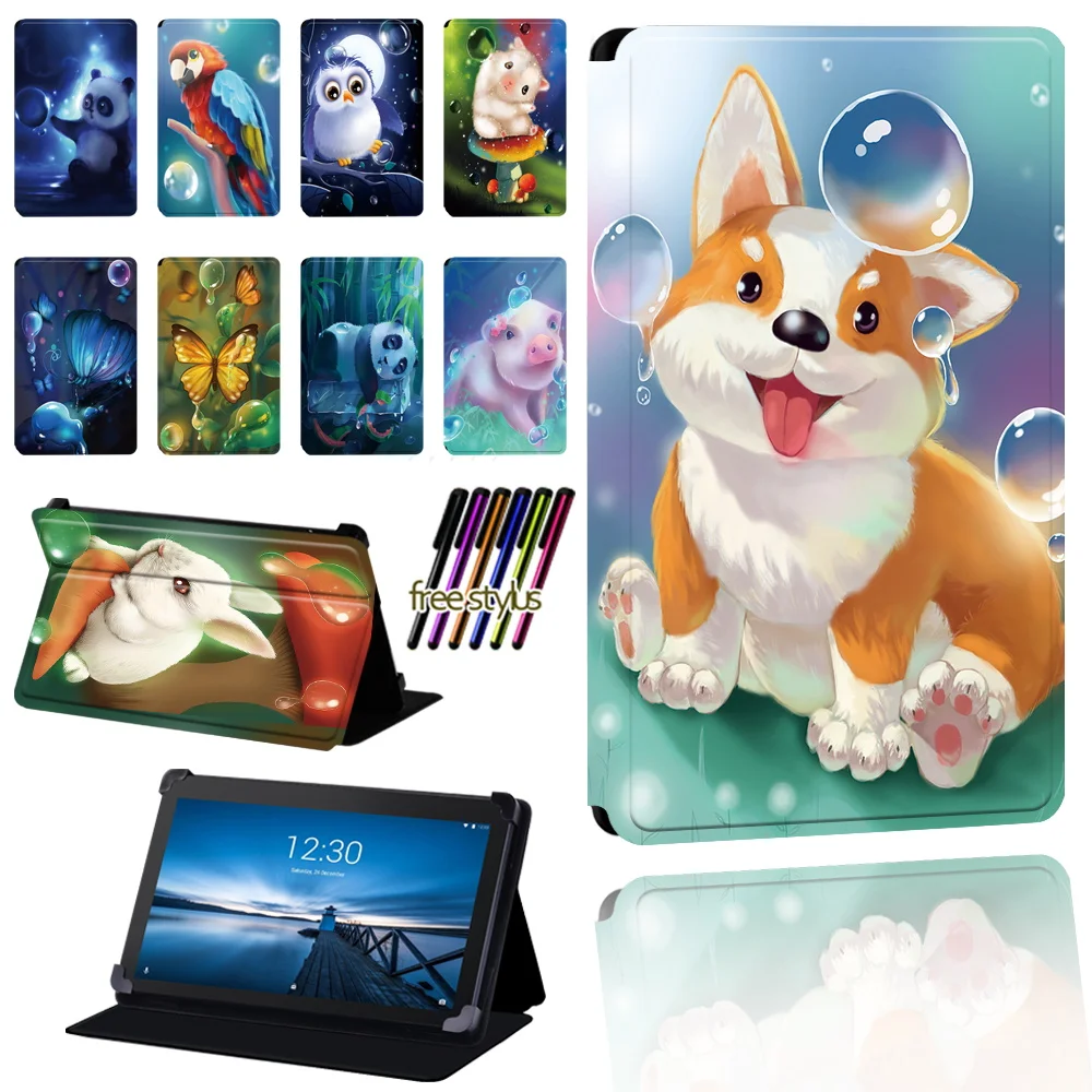 

Animal Pattern Tablet Case for Lenovo Tab E7 / E8 / E10 Tablet Anti-fall Folio Lightweight Protective Case Cover + Pen