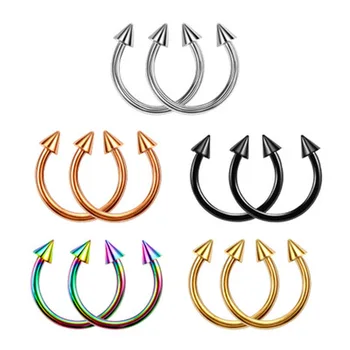 

10PCS Ear Piercing Spike Horseshoes Circular Nose Ring Lip Eyebrow Ear Piercings Body Piercing Jewelry For Women Men