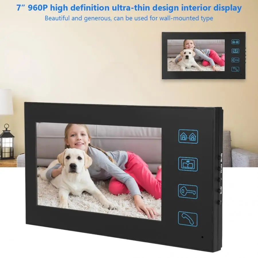 Intercom Doorbell 7 Inches TFT Screen Wired Wifi Fingerprint IC Card Video Doorbell Visual Intercom Doorphone