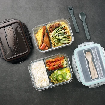 

Glass Lunch-box Lunch Box Office Workers Student Heat Preservation Lunch-box Separate Type Fresh Box Bowl Microwave Oven Heating