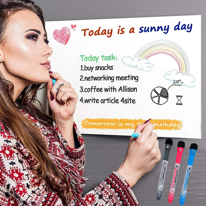 

Magnetic Dry Erased Refrigerator Whiteboard Sheet Kitchen Fridge Menu Planner Calendar Message Board Student Kids Plan Board