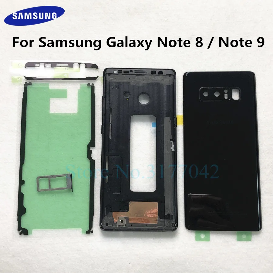 For Samsung Galaxy Note 8 N950 N950F Note 9 N960 N960F Full Housing Front Middle frame Battery Back Glass Cover Rear Case